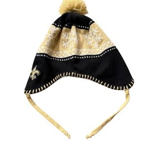 NFL Team Apparel beanie with Pom & Fleur de Lis  on side. One size Unisex